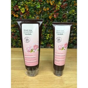 Dead Sea Essentials by AHAVA Rose‎ Hand Cream + Salt Scrub  7.5 + 5.1 fl oz NEW